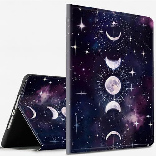 Case for Amazon Fire 7 Tablet (Only fit 12th Generation, 2022 Release) Slim PU Leather Multi-Angle Smart Folio Stand Cover with Auto Wake Sleep, Moon Sun Stars