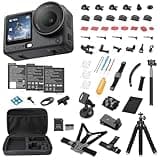 DJI Osmo Action 6 8K Waterproof Action Camera Bundle, 1/1.1" Square Sensor, 50GB Built-in Storage, Original Essential Combo + 58 Piece Accessory Kit + 2 Extra Batteries + Extra 64GB Card