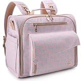 ALLCAMP Diaper Backpack, Waterproof Large Capacity Baby Bag, Multi-Function Nappy Bag with Stroller Hooks, Convertible Tote (Pink)