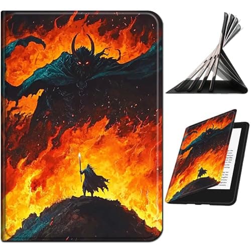 RWUTYTIUL for Samsung Galaxy Tab A 8.0" 2017 SM-T380/T385 Case, Shockproof Smart Protective Multi-Angle Viewing Tablet Cover for Women Men with Auto Sleep/Wake, Flame Warrior