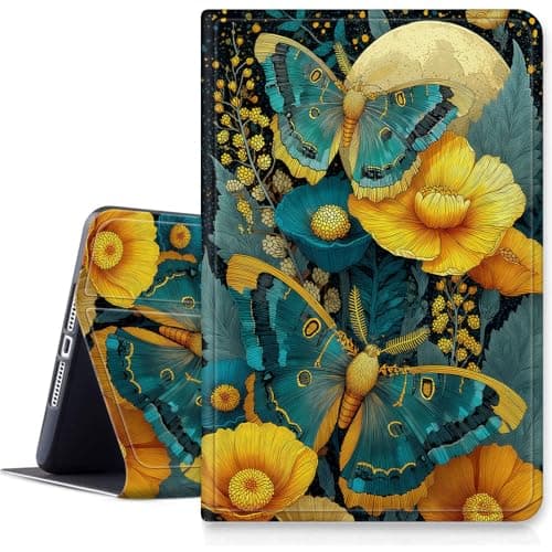 for Fire HD 8 Tablet Case (12th/10th Generation,2024/2022/2020 Release),Hybrid Slim Multi-Angle Stand Cover w/Auto Wake/Sleep for Amazon Fire Hd 8 Plus 12th/10th Gen-Teal Yellow Butterflies Art