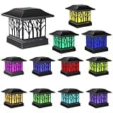 Viewsun 12 Pack Solar Post Cap Lights, Outdoor Fence Solar Powered Cap with 4 Lighting Modes Waterproof Light Decorative for Deck Patio or Garden Decor, Fits 4x4 Wood Vinyl Posts (Tree-Pattern Design)