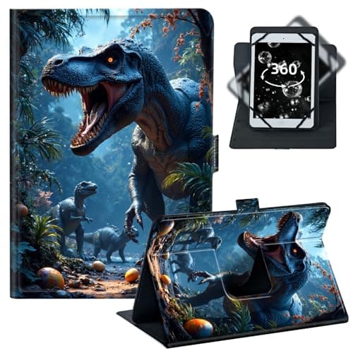 BREIDMKFM Universal Tablet Case 9-10.5 Inch,360 Rotating Stand Protective PU Leather Folio for 10/10.1 Inch Android Tablet,Fit for Fire HD 10/Samsung Tab A 10.1/iPad 9.7,﻿Cute Dinosaur Forest