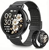 KEEPONFIT Smart Watches for Women Android/iPhone, IP68 Waterproof Fitness Tracker with Bluetooth Calls(Answer&Make), Activity Pedometer/Heart Rate/SpO2 Monitor/100+ Sports Model（Black）