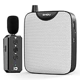 SHIDU 35W Power Voice Amplifier with Bluetooth Wireless Lavalier Microphone, Portable Teacher Mic with Speaker Personal Clip On Microphone System for Teacher Meeting Training-M500 (Black)