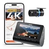70mai 4K Dash Cam Front and Rear with STARVIS, Dashcam with 5GHz WiFi, GPS Car Camera, Super Night Vision, ADAS, 3'' IPS Screen, 24H Parking Mode, Time-Lapse, Loop Recording, Support 256GB Max (A800S)