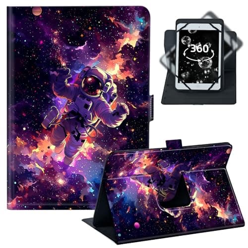 BREIDMKFM Tablet Case for iPad Pro 11/Samsung Tab S9 11-10.5-11.5 Inch PU Leather Folio with 360 Rotating Stand,Fit for Fire Max 11/iPad 10th Gen,﻿Astronaut Universe Glitter