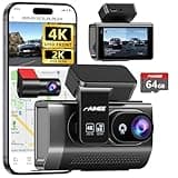 Dash Cam Front and Rear, 4K+2K Recording Dash Camera for Cars, Night Vision with WDR, 170° Wide Angle, 5.8G/2.4G Dual Wi-Fi, 64GB Card, Built-in GPS, G-Sensor Emergency Lock, 24H Parking Monitor