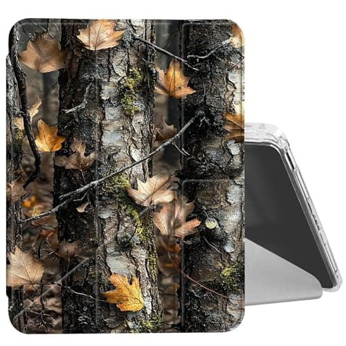 DIGTIALL Clear Case for iPad mini 7 A17 Pro 2024/ iPad mini 6 2021 8.3 Inch with Pencil Holder Folding Y Shape Stand Designed Cover,Auto Wake/Sleep,Camouflage Tree Branches