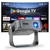 Smart Outdoor Projector with WiFi and Bluetooth, Officially-Licensed Apps, 4K Support Portable Movie Projector, Electric Focus & Auto Keystone, 210° Rotatable Stand, Mini Proyector for Home Theater