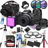 Canon EOS R100 Mirrorless Camera with 18-45mm & 75-300mm Lens Bundle + Premium Accessory Package Including 64GB Extreme Memory, Filters, LED Light, Photo-Video Software & More (35 Pieces)