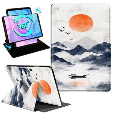 Gmeyutqy Case for Microsoft Surface Pro 11/10/9 13 Inch 2024/2022, 360 Degree Rotating Swivel Stand Flip Shockproof Leather Cover with Auto Sleep/Wake, Landscape Painting