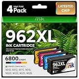 962XL Ink Cartridges Combo Pack High Yield 4-Pack Compatible with HP OfficeJet Pro 9010 9015 9018 9020 9025 9014 9016 9019 Printer, Replacement for HP 962 Ink Cartridges HP962 HP962XL