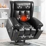 High Back Power Lift Recliner Chair with 8 Massage Modes Electric Reclining Sofa Chair with Lumbar Heating for Living Room Bedroom Furniture