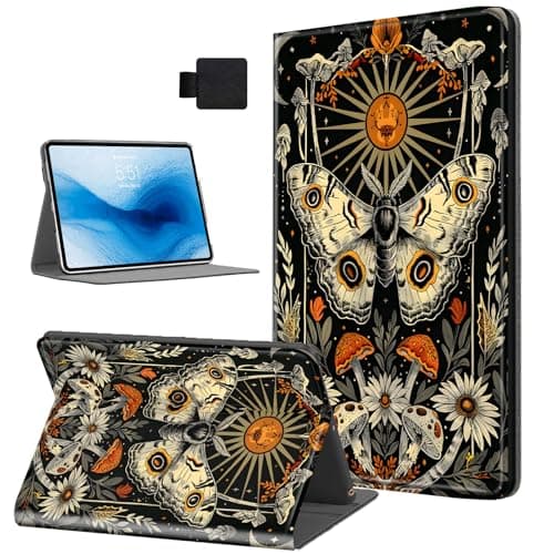 Tudguiloae for Kindle Paperwhite 11th Generation Case 2021, Moth Mushroom Flower Auto Sleep/Wake PU Leather for Kindle Paperwhite 6.8" Case, Shockproof Protective Cover Compatible Wireless Charging