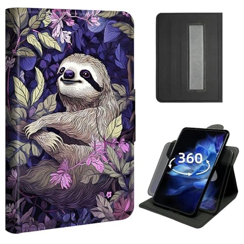 Case for iPad 9th/8th/7th Generation (10.2", 2021/2020/2019), iPad Air 3 10.5 & Pro 10.5,360° Rotating Stand Case with Hand Strap, Shockproof Protective Cover with Auto Sleep/Wake,White Sloth