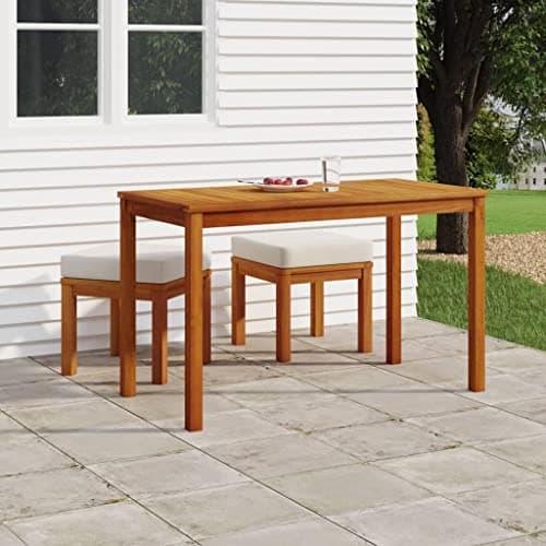 YELWHI 3 Piece Patio Dining Set with Cushions Solid Wood Acacia Garden Furniture