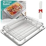 Air Fryer Basket for Oven, OPENICE 15.3" x 11.0" Large Air Fryer Tray and Pan with 30PCS Parchment Papers, Stainless Steel Oven Air Fryer Basket and Tray for Baking Grilling