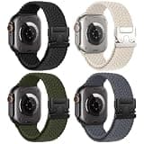 4 Pack Stretchy Nylon Band Compatible with Apple Watch Bands for Men Women 44mm 40mm 41mm 42mm 45mm 46mm 49mm 38mm, Braided Solo Loop Elastic Strap for iWatch Ultra 3 2 Series 11 10 9 8 7 6 5 4 SE 3