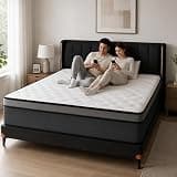Vipeve 14 Inch Plush Hybrid Mattress Queen – Extra Thick 2.4″ Comfort Foam with 10.2″ Pocket Coils, Motion Isolation, Reinforced Edge, Grey Knit Sides – Luxury Bed in a Box（Queen）