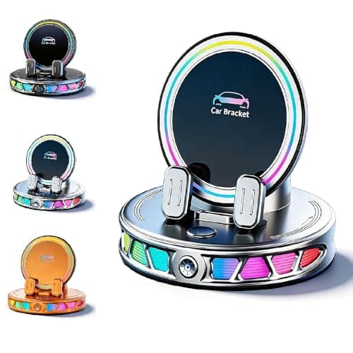 Mnsuid RGB Car Phone Mount, Wireless Car Charger, 360 Degree Rotation Phone Holder, Auto Clamping Phone Holders, Wireless Charging Electric Clamping Mount, 1-Hand Fits All Phones (Silver)