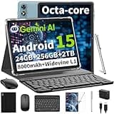 Android 15 Tablet 10 Inch, 2026 Tablet with Keyboard, 24GB+256GB+2TB Expand, Tablets PC with Gemini AI, Octa-Core, 8000mAh, 5G WiFi, Widevine L1, GMS, 2 in 1 Tablets with Case, Mouse, Stylus (Black)