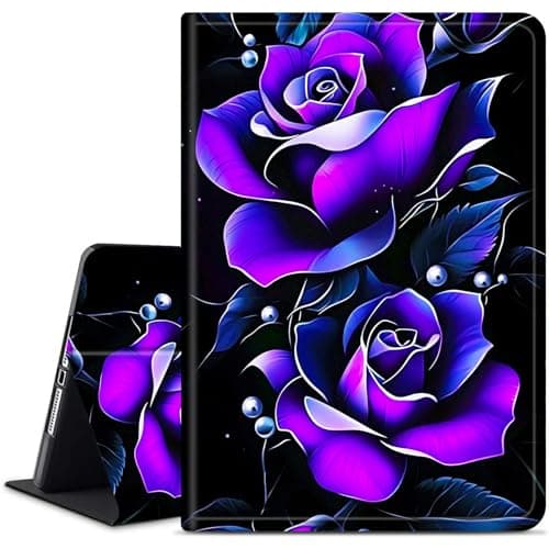 Dikoer for Samsung Galaxy Tab A7 Lite 8.7 Inch 2021 (SM-T220/T225/T227) Tablet Case, Multiple Viewing Angles & Kickstand Back Case Drop Protection Smart Cover, Purple Rose Black