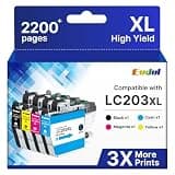 Eudul LC203XL Ink Cartridges Replacement for Brother LC203 Ink Cartridges High Yield Work with MFC-J460DW MFC-J480DW MFC-J485DW MFC-J880DW Printer MFC-J4420DW (Black, Cyan, Magenta, Yellow, 4 Pack)