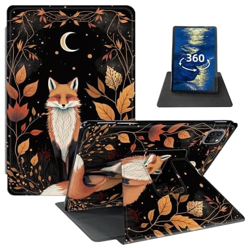 GFRGTFHYT for iPad Pro 13 Inch Case M4(2024) with 360 Degree Rotating Swivel Slim PU Leather Shockproof Protective Adjustable Stand Smart Cover with Auto Wake/Sleep for iPad Pro 13, Cute Fox