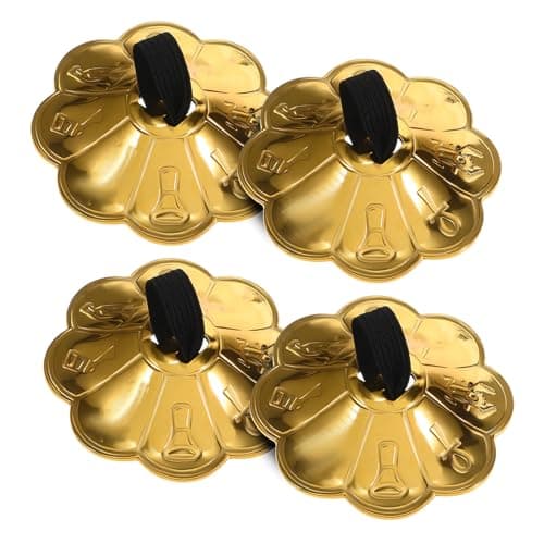 ibasenice Finger Cymbals to Sense of Rhythm 2 Pairs for Belly Dance Copper with Plum Blossom Lace, Lightweight Hand Percussion Musical Instrument for Dancer Party