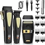 DAXXIN Hair Clippers, 3PCS Professional Cordless Hair Clippers Set for Men - Electric Trimmer Shaver Kit with LCD Display