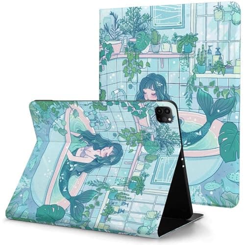 Pfofrlofafa Cartoon Bathroom Mermaid Case for iPad Pro 11 Inch Case 2020(2nd Gen) with Pencil Holder