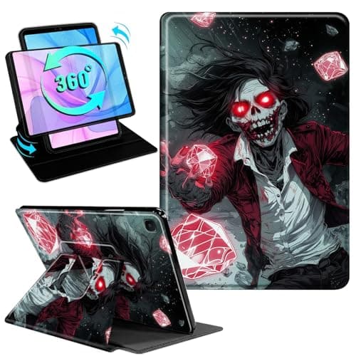 Gmeyutqy Case for Samsung Galaxy Tab S6 Lite 10.4 inch 2024/2022/2020, 360 Degree Rotating Swivel Stand Flip Leather Cover with Auto Sleep/Wake, Glowing Eyes Zombie