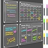 DIYMAG Magnetic Calendar for Refrigerator 4 PCS Dry Erase Whiteboard 15.2"x11.2" Magnet Fridge Wall Planners Planning Acrylic Clear Chalkboard Apartment Decor Meal Planner with 6 Colors Markers