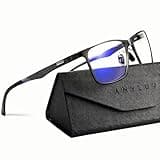 ANYLUV Blue Light Glasses Men, Relieve Eyestrain and Eye Protection, Al-Mg Metal Computer Blue Light Blocking Glasses Clear Black