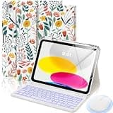 MoKo Keyboard Case for iPad 11th Generation (A16) 11" 2025, iPad 10th Generation 10.9" 2022 with Mouse - 7 Color Backlit Bluetooth Keyboard, Built-in Pencil Holder, Wireless Detachable, Flowers
