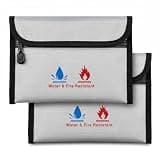 ZQZXD 2 Pack Fireproof Money Bag (7.8" x 5.1") | 2000°F Fire & Water Resistant Cash Pouch | Small Silicone Document Pouch for Passports, Valuables & Safe Box Storage Accessories