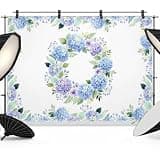 Blue Purple Hydrangea Backdrop 7x5ft Farmhouse Country Flowers Plant Photography Backdrop Photoshoot Background Tapestry Banner for Birthday Baby Shower Decoration Party Video Photo Studio Props