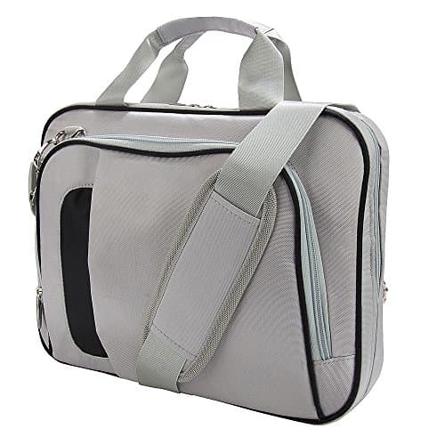 10 Inch Tablet Shoulder Bag, Silver and Black Nylon Carrying Case Compatible with Galaxy Tab S8, Galaxy Tab S9, Tab P11, Water Resistant Padded Work Bag with Adjustable Strap and Pockets