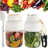 Upgraded 1300ml Portable Wireless Juicer Cup With 38 Blades,Dual-Lid Design,Usb Rechargeable Cordless Blender For Fruits Vegetables, On-The-Go Fresh Juice Cup ，White：1