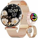 Hwagol Smart Watches for Women with Android iPhone Compatible[Calls/Metal Thin Body],1.43" Micro-Spherical AMOLED Screen,Smart Watch with Sleep/Heart Rate Monitor,Pedometer for Steps Miles