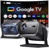 Aurzen BOOM mini Google TV Smart Projector with WiFi and Bluetooth, Voice Control, Family Mode, 20W Dolby Audio, Real-Time Focus,4K Supported Movie Projector for Bedroom/Home/Outdoor Live Sports,Black