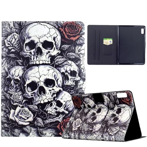 Generic case Compatible with Lenovo Tab P11 (2nd Gen) TB350FU TB350XU (Pattern : Black and White Boneselected) Shockproof Leather Smart Case Cover