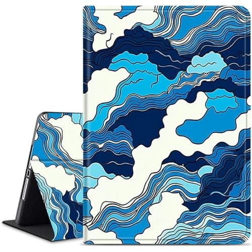 Dikoer for Samsung Galaxy Tab A7 Lite 8.7 Inch 2021 (SM-T220/T225/T227) Tablet Case, Multiple Viewing Angles & Kickstand Back Case Drop Protection Smart Cover, Blue Waves