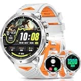 1.6" AMOLED Military Smart Watch for Men with 1200mAh Battery, 100+ Day Battery, Bluetooth Calls, LED Flashlight, IP68 Waterproof, 110+ Sports Modes, Heart Rate/SpO2/Sleep Monitor for Android & iPhone
