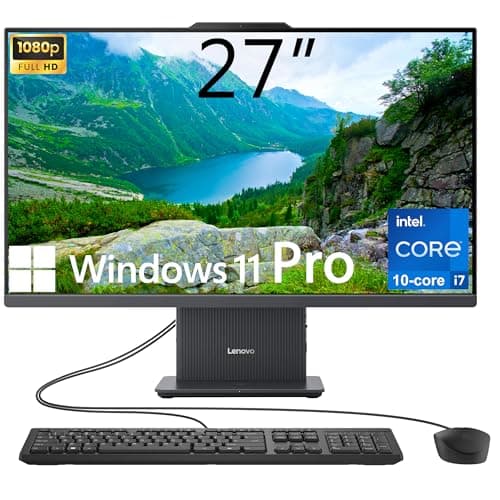 Lenovo IdeaCentre 27" All-in-One Desktop Computer, Wi-Fi 6, USB-C, HDMI in&Out, Wired Keyboard&Mouse, Windows 11 Pro (27" | i7-13620H, 64GB RAM | 1TB SSD)