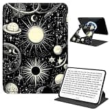 JANENFNA Rotating Case for 6" Basic Kindle 11th Gen, Detachable Magnetic Back, 360° Rotating Stand Cover, Slim PU Leather Kindle Case, Celestial Pattern
