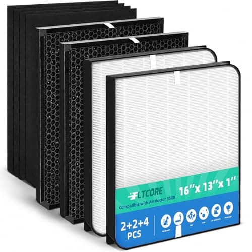 3000/3500 Replacement Filter Compatible with AirDoctor AD3000/AD3500 Air Purifier, High-Density Mechanical Media for Wildfire Smoke, Pet Dander & Cooking Odors, 8-Pack