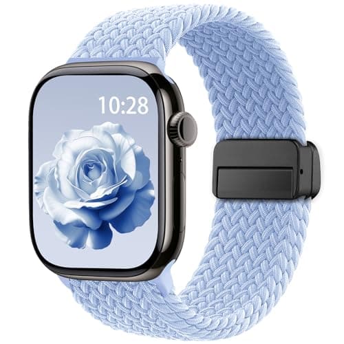 Braided Stretchy Band Compatible with Apple Watch Bands 38mm 40mm 41mm 42mm 44mm 45mm 46mm 49mm Women Men, Soft Nylon Solo Loop Magnetic Sport Strap for iWatch Series 11 10 9 8 7 6 5 4 3 2 1 SE Ultra