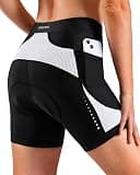 Bikewa Women's Bike Shorts 4D Gel Padded with Pockets Road Cycling Biking Bicycle Shorts for Women(Black/White,M)
